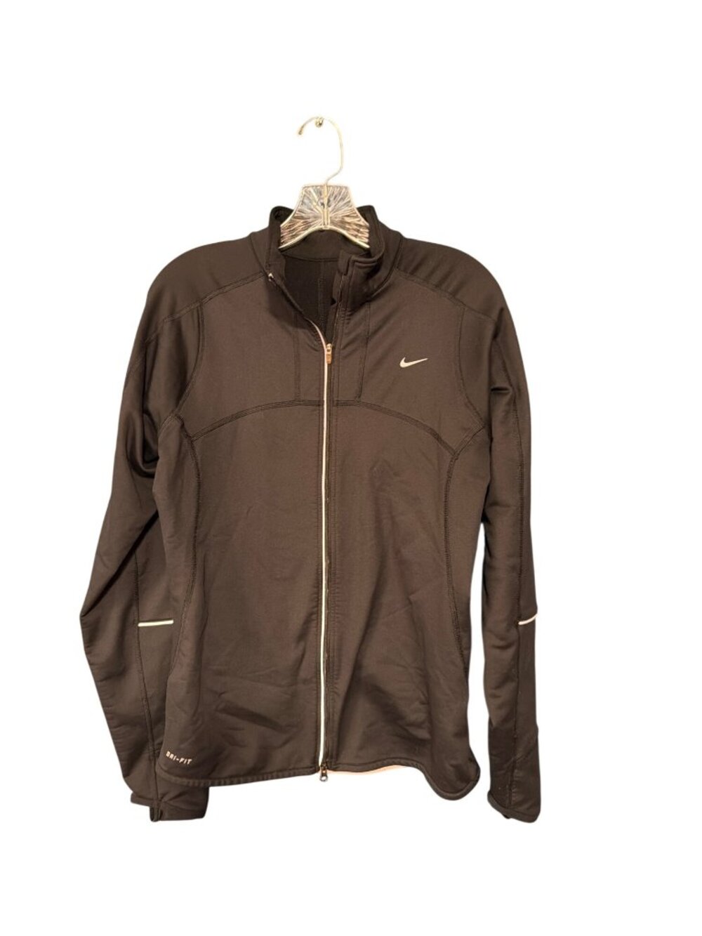 Nike Dri-Fit Black Full-Zip Running Jacket w/Thumb Holes